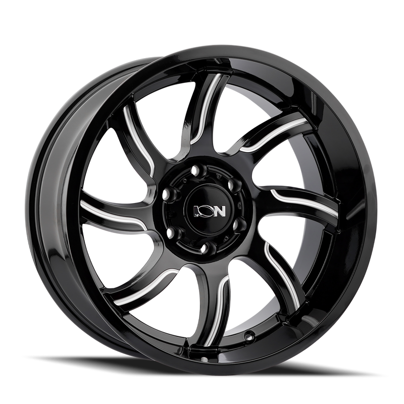 Ion Alloy - 151 - Black - Gloss Black Milled - 20" x 9", 0 Offset, 5x127 (Bolt pattern), 78.10mm HUB