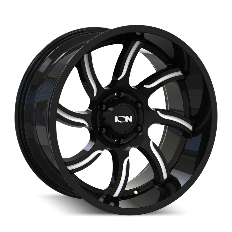 Ion Alloy - 151 - Black - Gloss Black/Milled - 20" x 9", 0 Offset, 6x135 (Bolt pattern), 87mm HUB