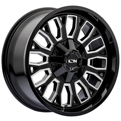 Ion Alloy - 152 - Black - Black/Milled - 20" x 9", 0 Offset, 8x180 (Bolt pattern), 124.1mm HUB