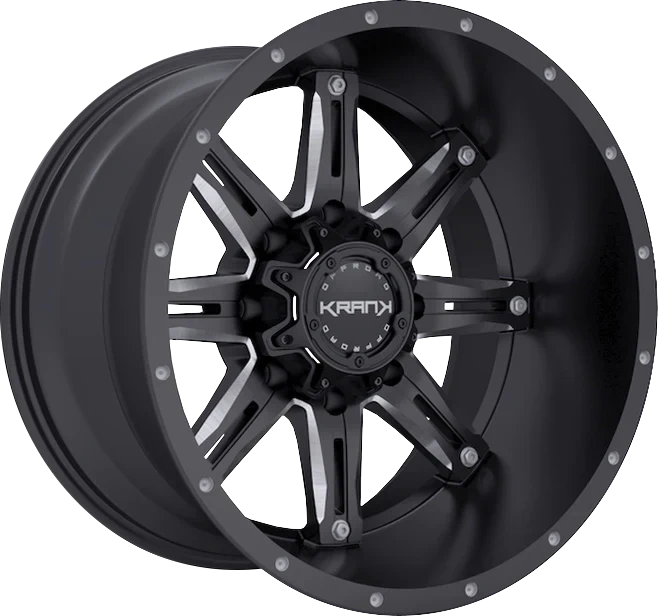 KranK Off-road - Shaft - Black - Gloss Black Milled - 20" x 9", 18 Offset, 8x165.1 (Bolt pattern), 125.1mm HUB