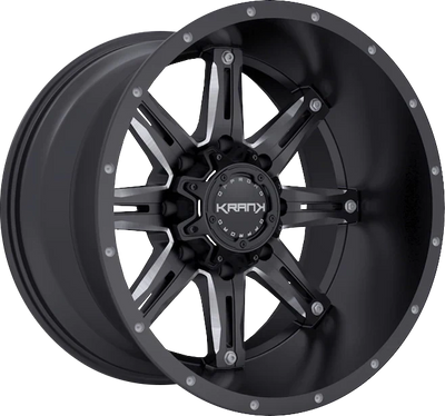 KranK Off-road - Shaft - Black - Gloss Black Milled - 20" x 9", 18 Offset, 8x180 (Bolt pattern), 124.4mm HUB