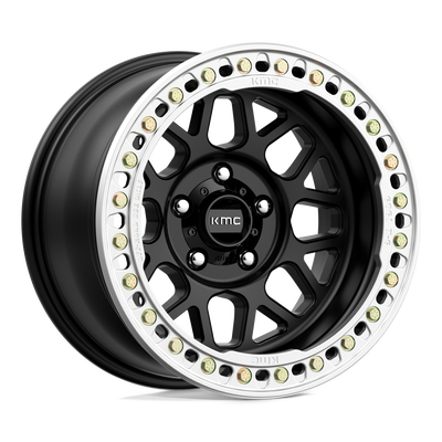 KMC Wheels - KM235 GRENADE CRAWL BEADLOCK - Black - Satin Black - 18" x 9", 10 Offset, 5x127 (Bolt pattern), 71.5mm HUB