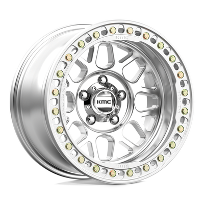 KMC Wheels - KM235 GRENADE CRAWL BEADLOCK - Silver - Machined - 18" x 9", -24 Offset, 8x165.1 (Bolt pattern), 125.1mm HUB