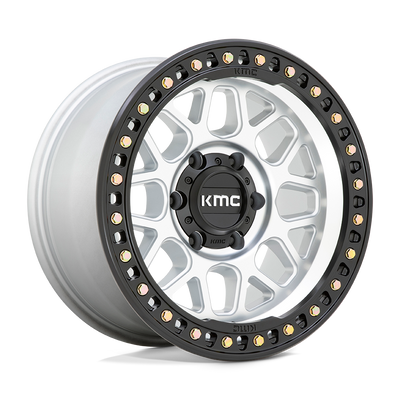 KMC Wheels - KM549 GRS - Silver - Machined with Satin Black Lip - 18" x 8.5", 0 Offset, 8x170 (Bolt pattern), 125.1mm HUB