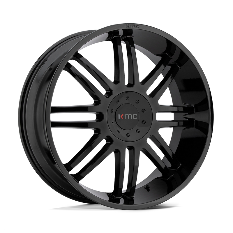 KMC Wheels - KM714 REGULATOR - Black - Gloss Black - 22" x 9.5", 30 Offset, 5x114.3/120 (Bolt pattern), 74.1mm HUB