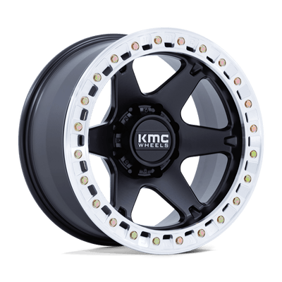 KMC Wheels - KM238 VI BEADLOCK - Black - Satin Black with Machined Ring - 20" x 10", -48 Offset, 8x165.1 (Bolt pattern), 125.10mm HUB