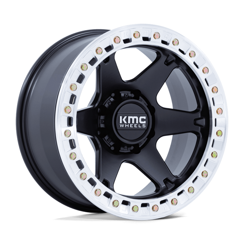 KMC Wheels - KM238 VI BEADLOCK - Black - Satin Black with Machined Ring - 20" x 10", -48 Offset, 8x165.1 (Bolt pattern), 125.10mm HUB