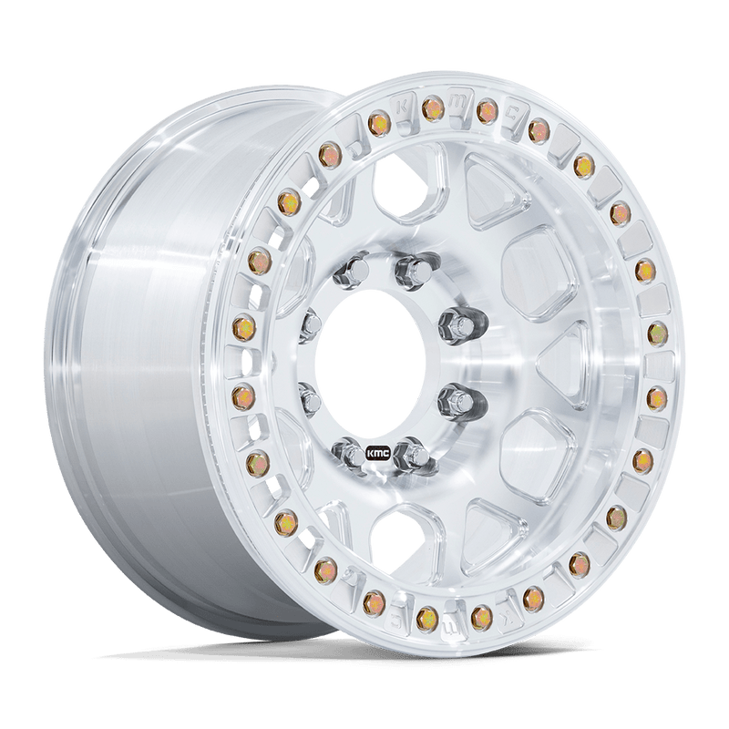 KMC Wheels - KM450 MESA FORGED SLOTTED BEADLOCK - Silver - Raw Machined - 17" x 9", -12 Offset, 8x165.1 (Bolt pattern), 125.1mm HUB