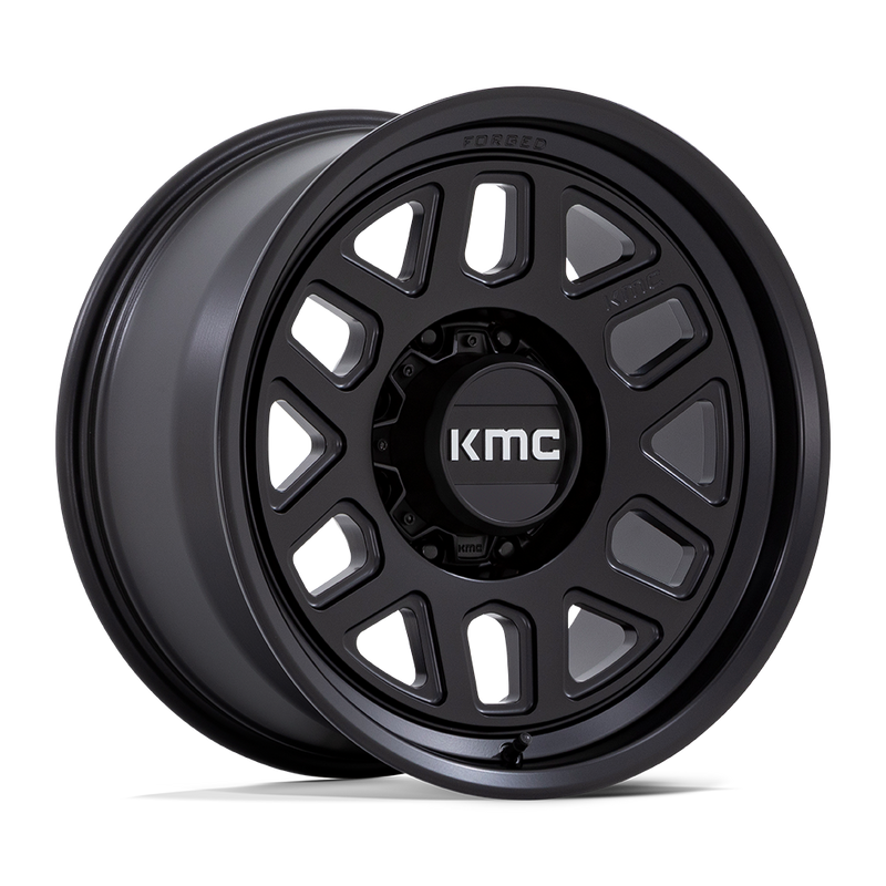 KMC Wheels - KM451 MESA FORGED MONOBLOCK - Black - Satin Black - 18" x 9", 0 Offset, 8x165.1 (Bolt pattern), 125.10mm HUB