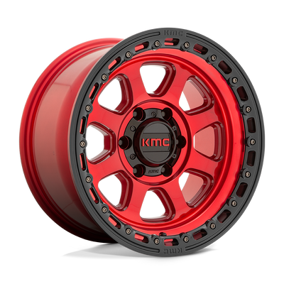 KMC Wheels - KM548 CHASE - Candy Red with Black Lip - 18" x 9", 0 Offset, 8x180 (Bolt pattern), 124.2mm HUB