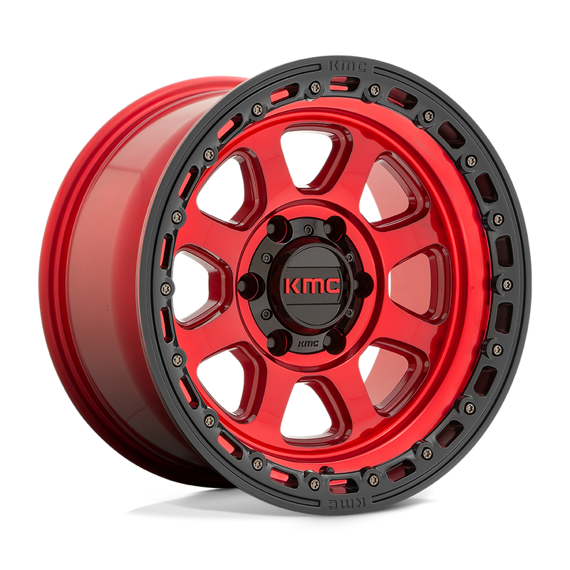 KMC Wheels - KM548 CHASE - Candy Red with Black Lip - 18" x 9", 18 Offset, 8x170 (Bolt pattern), 125.1mm HUB