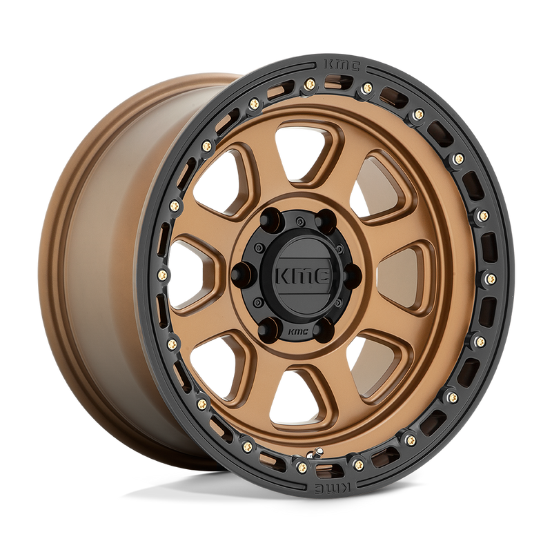 KMC Wheels - KM548 CHASE - Bronze - Matte Bronze with Black Lip - 18" x 9", 18 Offset, 8x170 (Bolt pattern), 125.1mm HUB