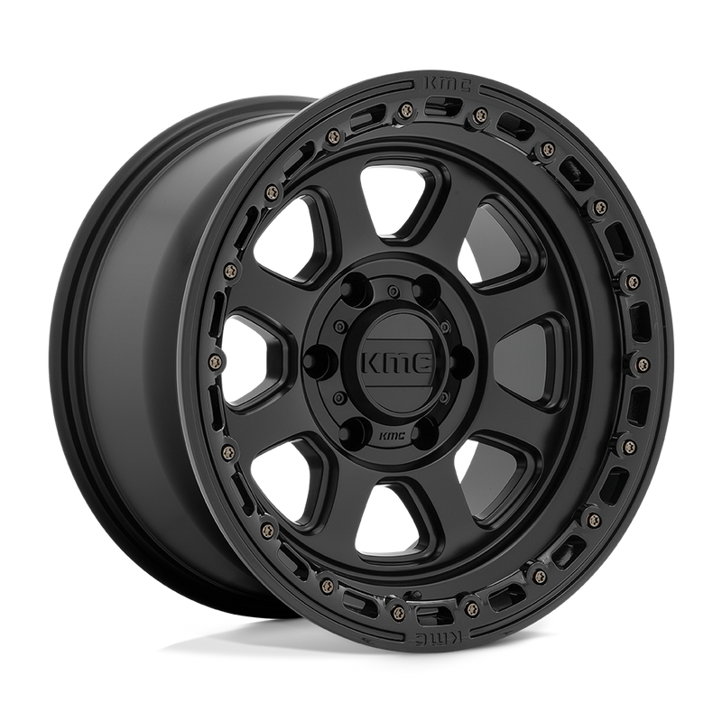 KMC Wheels - KM548 CHASE - Black - Satin Black with Gloss Black Lip - 18" x 9", 0 Offset, 8x180 (Bolt pattern), 124.2mm HUB
