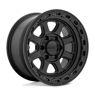 KMC Wheels - KM548 CHASE - Black - Satin Black with Gloss Black Lip - 18" x 9", 18 Offset, 8x180 (Bolt pattern), 124.2mm HUB