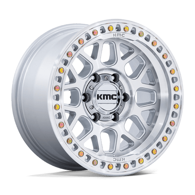KMC Wheels - GRS - Silver - Gloss Silver with Machined Face - 18" x 9", -12 Offset, 8x170 (Bolt pattern), 125.10mm HUB