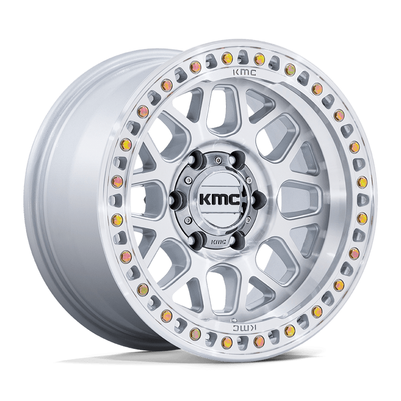 KMC Wheels - KM549 GRS - Silver - Gloss Silver with Machined Face - 20" x 9", 18 Offset, 8x180 (Bolt pattern), 124.20mm HUB