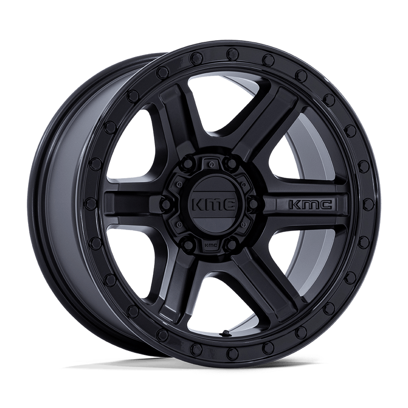 KMC Wheels - KM551 OUTRUN - Black - Matte Black with Gloss Black Lip - 18" x 9", 18 Offset, 5x127 (Bolt pattern), 71.5mm HUB