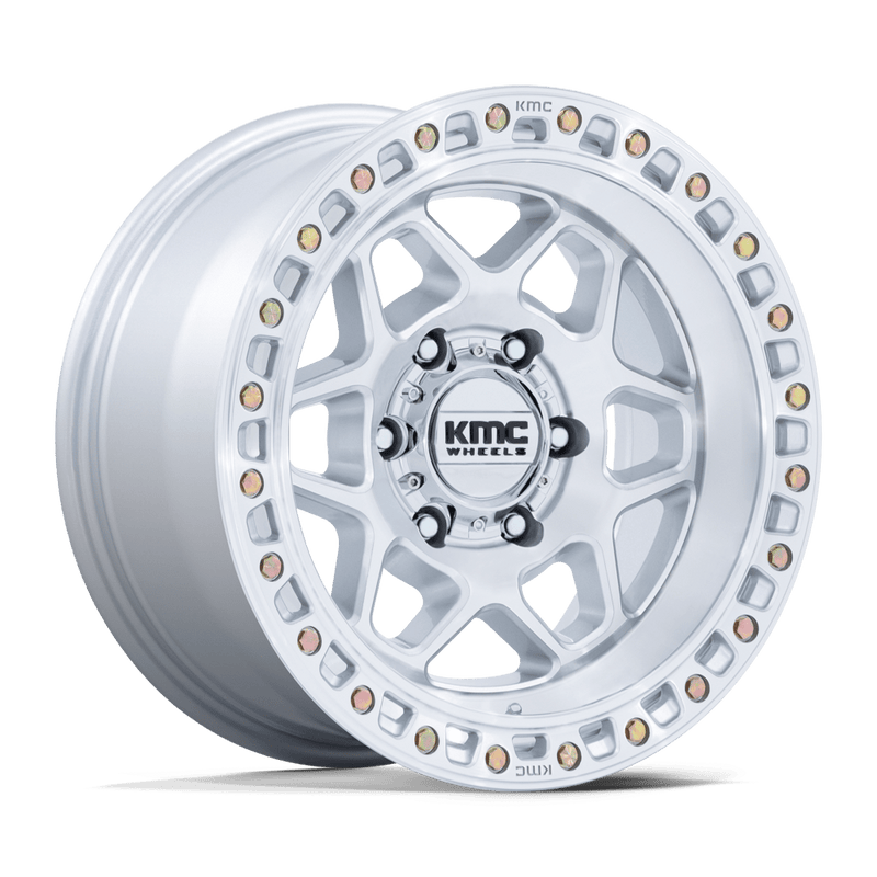 KMC Wheels - TORX - Silver - Gloss Silver with Machined Face - 17" x 8.5", 25 Offset, 6x139.7 (Bolt pattern), 106.10mm HUB