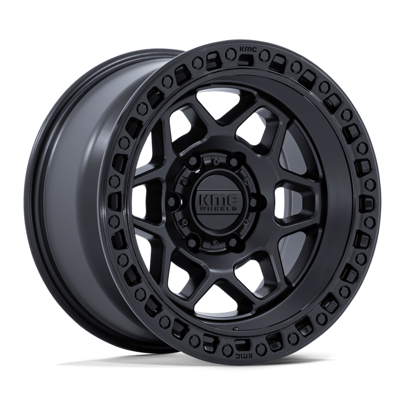 KMC Wheels - TORX - Black - Matte Black with Gloss Black Lip - 17" x 8.5", 25 Offset, 6x139.7 (Bolt pattern), 106.10mm HUB