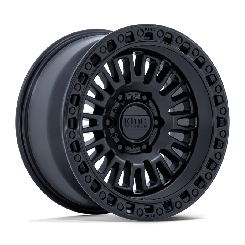 KMC Wheels - KM554 AZTEC - Black - Matte Black with Gloss Black Lip - 17" x 8.5", 0 Offset, 5x127 (Bolt pattern), 71.50mm HUB