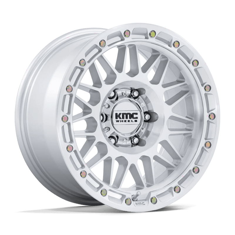 KMC Wheels - KM555 ATTACK - Silver - Gloss Silver W/ Machined Face - 17" x 8.5", 25 Offset, 6x135 (Bolt pattern), 87.1mm HUB