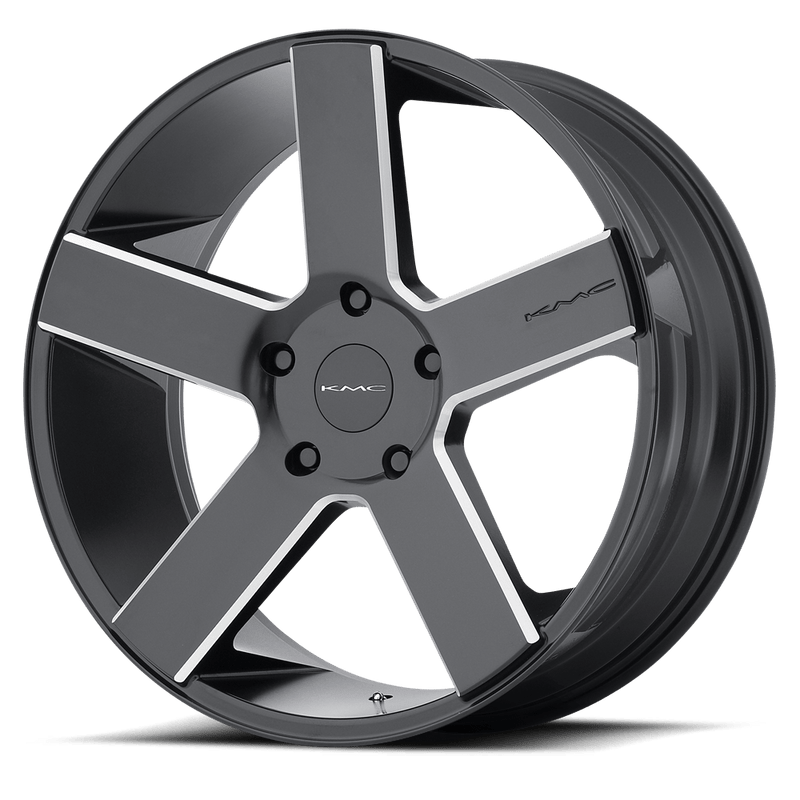 KMC Wheels - KM690 MC 5 - Black - Satin Black Black with Milled Spokes - 22" x 9", 30 Offset, 6x139.7 (Bolt pattern), 106.1mm HUB