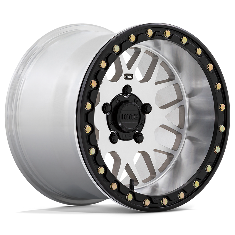 KMC Powersports - KS235 GRENADE BEADLOCK - Silver - Machined - 15" x 10", 0 Offset, 5x114.3 (Bolt pattern), 72.6mm HUB