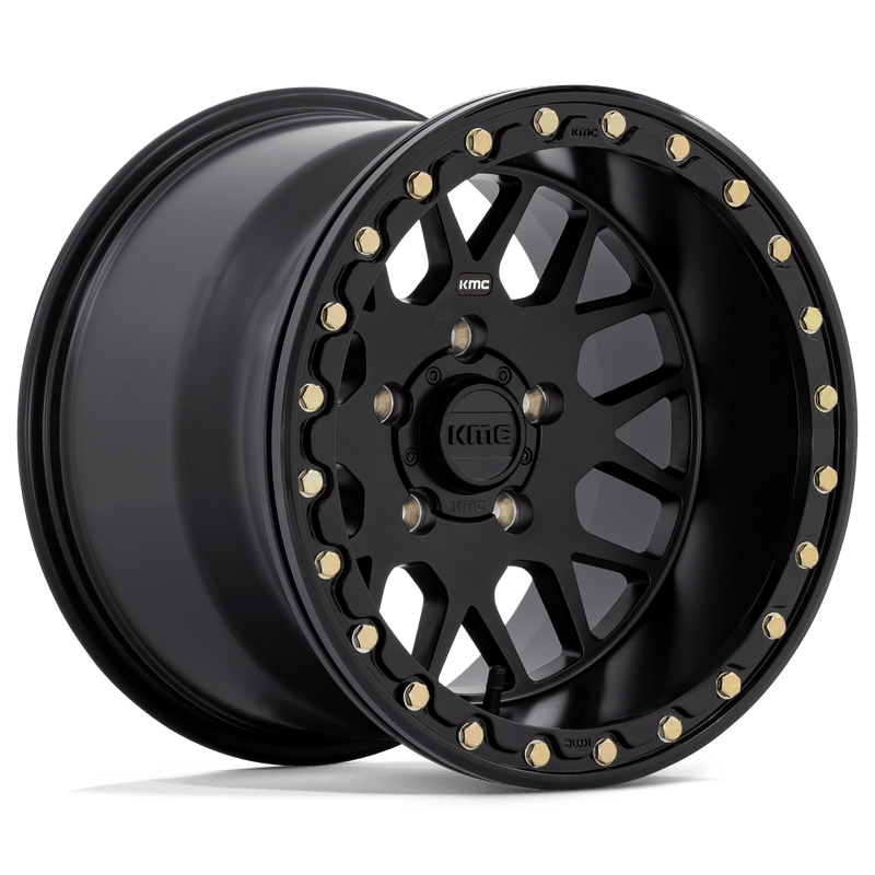 KMC Powersports - KS235 GRENADE BEADLOCK - Black - Satin Black - 15" x 10", 0 Offset, 5x114.3 (Bolt pattern), 72.56mm HUB