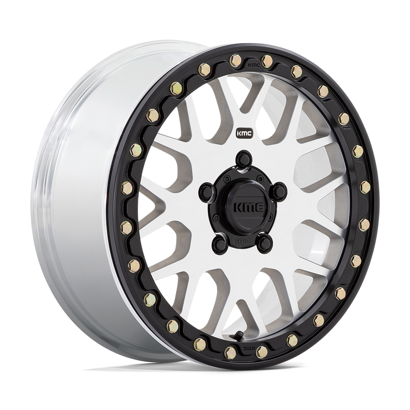 KMC Powersports - KS235 GRENADE BEADLOCK - Silver - Machined - 15" x 6", 38 Offset, 5x114.3 (Bolt pattern), 72.56mm HUB
