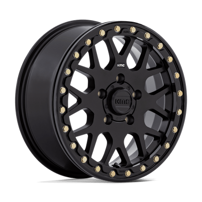 KMC Powersports - KS235 GRENADE BEADLOCK - Black - Satin Black - 15" x 6", 38 Offset, 5x114.3 (Bolt pattern), 72.56mm HUB