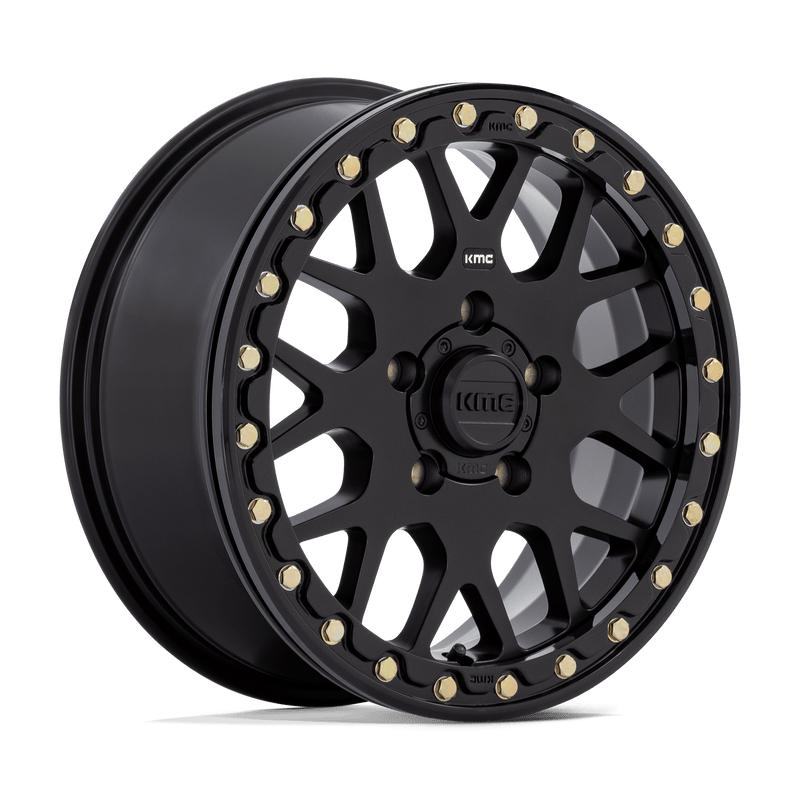 KMC Powersports - KS235 GRENADE BEADLOCK - Black - Satin Black - 15" x 6", 38 Offset, 5x114.3 (Bolt pattern), 72.56mm HUB