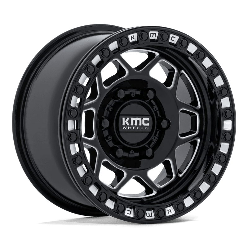 KMC Powersports - KS241 TORX UTV BEADLOCK - Black - Gloss Black Milled - 15" x 8", 0 Offset, 6x139.7 (Bolt pattern), 100.3mm HUB