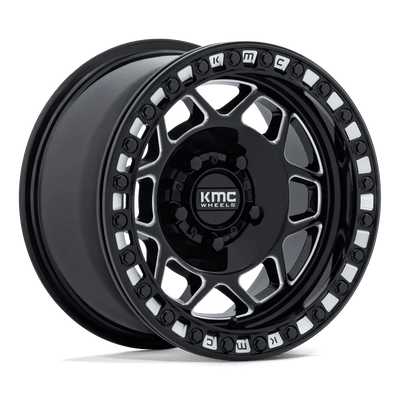 KMC Powersports - KS241 TORX UTV BEADLOCK - Black - Gloss Black Milled - 15" x 7", 38 Offset, 5x114.3 (Bolt pattern), 72.56mm HUB