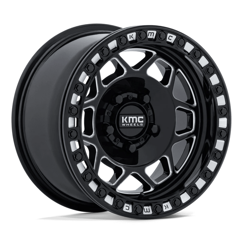 KMC Powersports - KS241 TORX UTV BEADLOCK - Black - Gloss Black Milled - 15" x 7", 38 Offset, 5x114.3 (Bolt pattern), 72.56mm HUB