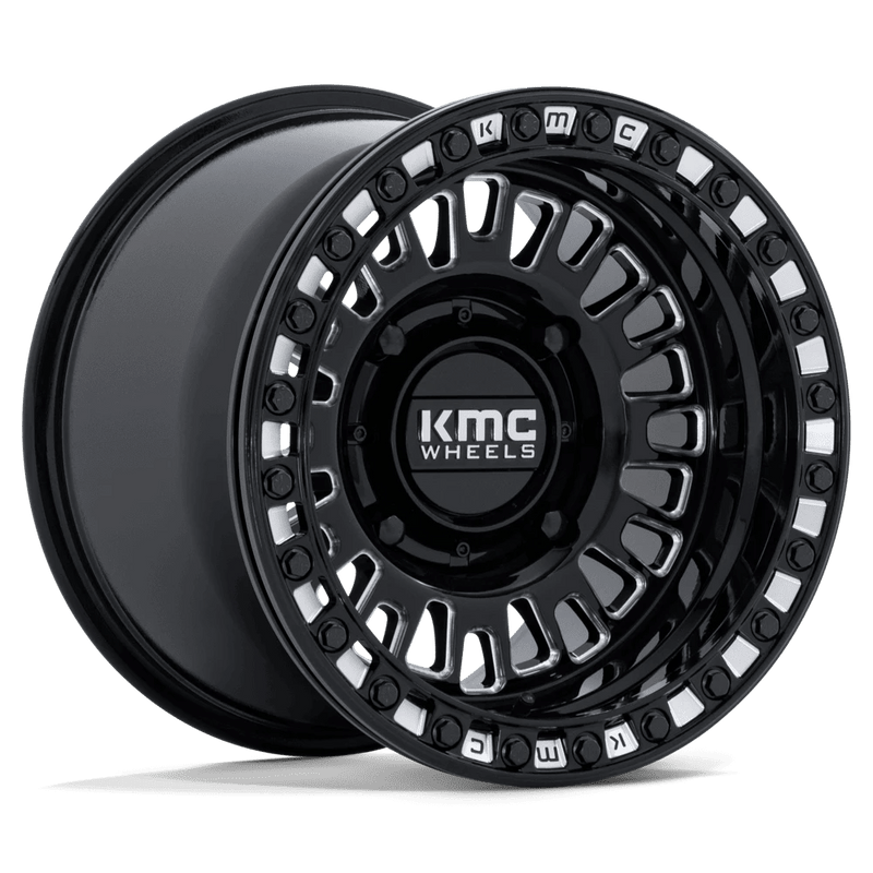 KMC Powersports - KS242 AZTEC UTV BEADLOCK - Black - Gloss Black Milled - 15" x 7", 38 Offset, 4x137 (Bolt pattern), 96mm HUB