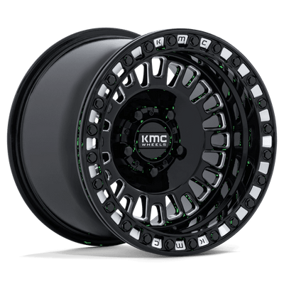 KMC Powersports - KS242 AZTEC UTV BEADLOCK - Black - Gloss Black Milled - 15" x 7", 38 Offset, 5x114.3 (Bolt pattern), 72.56mm HUB