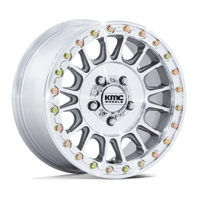KMC Powersports - IMPACT - Silver - Machined - 15" x 7", 10 Offset, 4x137 (Bolt pattern), 96.00mm HUB