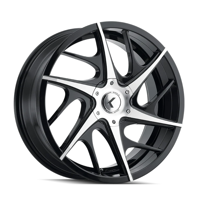 Kraze Wheels - ROGUE - Black - BLACK/MACHINED - 20" x 8.5", 40 Offset, 5x112/114.3 (Bolt Pattern), 73.1mm HUB