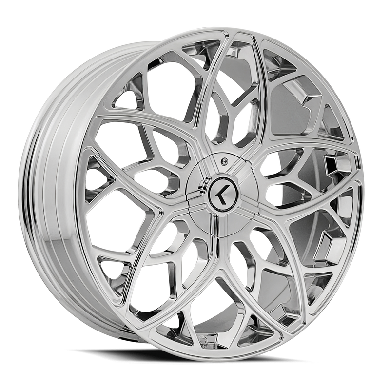 Kraze Wheels - RICOCHET - Chrome - 22" x 8.5", 38 Offset, 5x115/120 (Bolt pattern), 74.10mm HUB