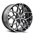 Kraze Wheels - RICOCHET - Black - Gloss Black Machined - 22" x 8.5", 38 Offset, 5x115/120 (Bolt pattern), 74.10mm HUB