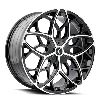 Kraze Wheels - RICOCHET - Black - Gloss Black Machined - 22" x 8.5", 38 Offset, 5x115/120 (Bolt pattern), 74.10mm HUB