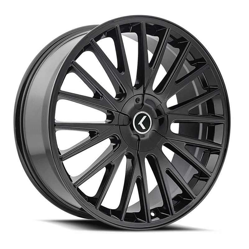 Kraze Wheels - DOUBLE DOWN - Black - Gloss Black - 22" x 8.5", 38 Offset, 5x115/120 (Bolt pattern), 74.10mm HUB