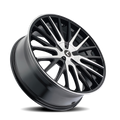 Kraze Wheels - DOUBLE DOWN - Black - Gloss Black Machined - 22" x 8.5", 38 Offset, 5x115/120 (Bolt pattern), 74.10mm HUB