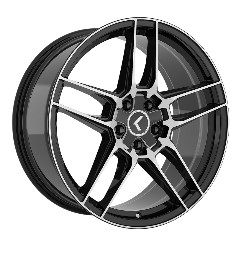 Kraze Wheels - CONVERGE - Black - Black Machined - 19" x 8.5", 35 Offset, 5x108/114.3 (Bolt pattern), 72.60mm HUB