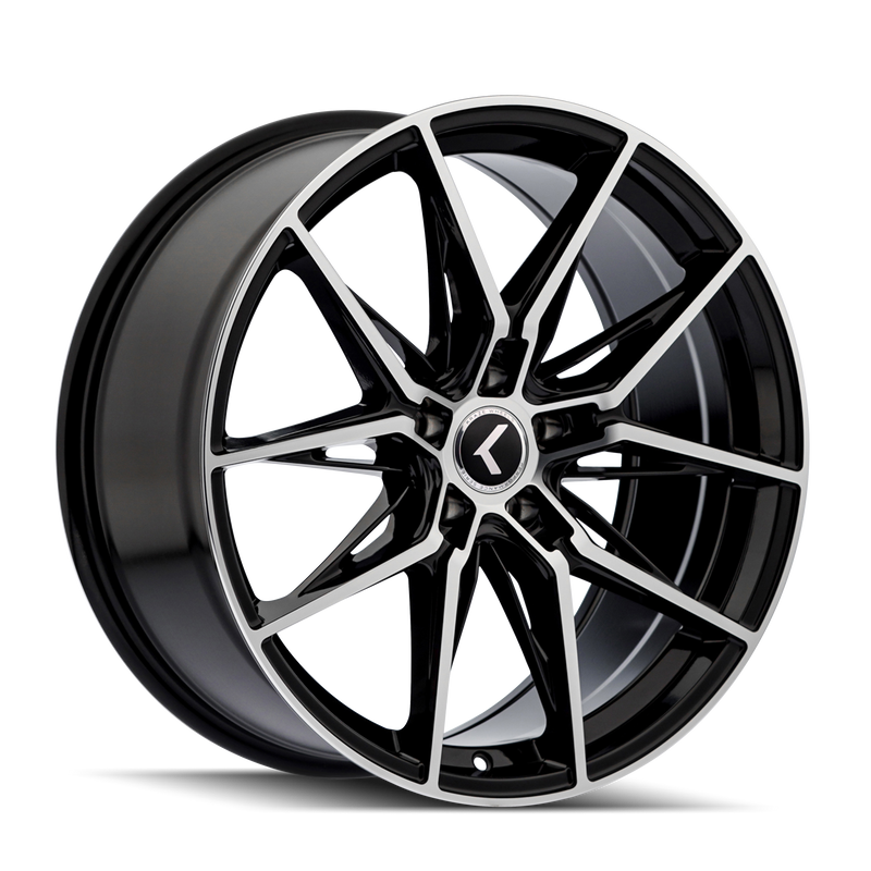 Kraze Wheels - EVOLVE - Black - Gloss Black/Machined Face - 22" x 9", 35 Offset, 5x112 (Bolt pattern), 66.56mm HUB