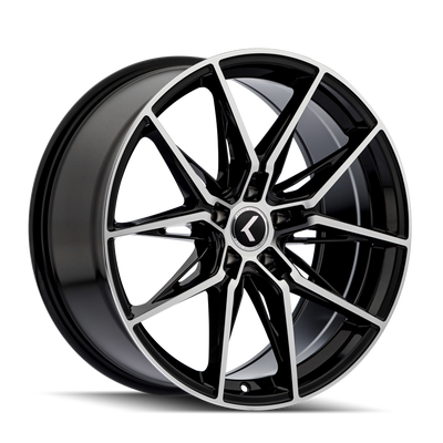 Kraze Wheels - EVOLVE - Black - Gloss Black/Machined Face - 19" x 8.5", 30 Offset, 5x120 (Bolt pattern), 72.56mm HUB