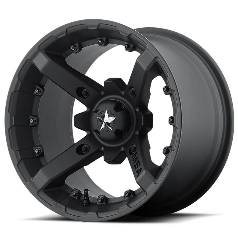 MSA Offroad Wheels - M23 BATTLE - Black - Flat Black - 14" x 7", 10 Offset, 4x137 (Bolt pattern), 112.1mm HUB