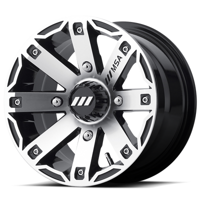 MSA Offroad Wheels - M27 RAGE - Black - Machined Gloss Black - 12" x 7", 10 Offset, 4x137 (Bolt pattern), 112.1mm HUB