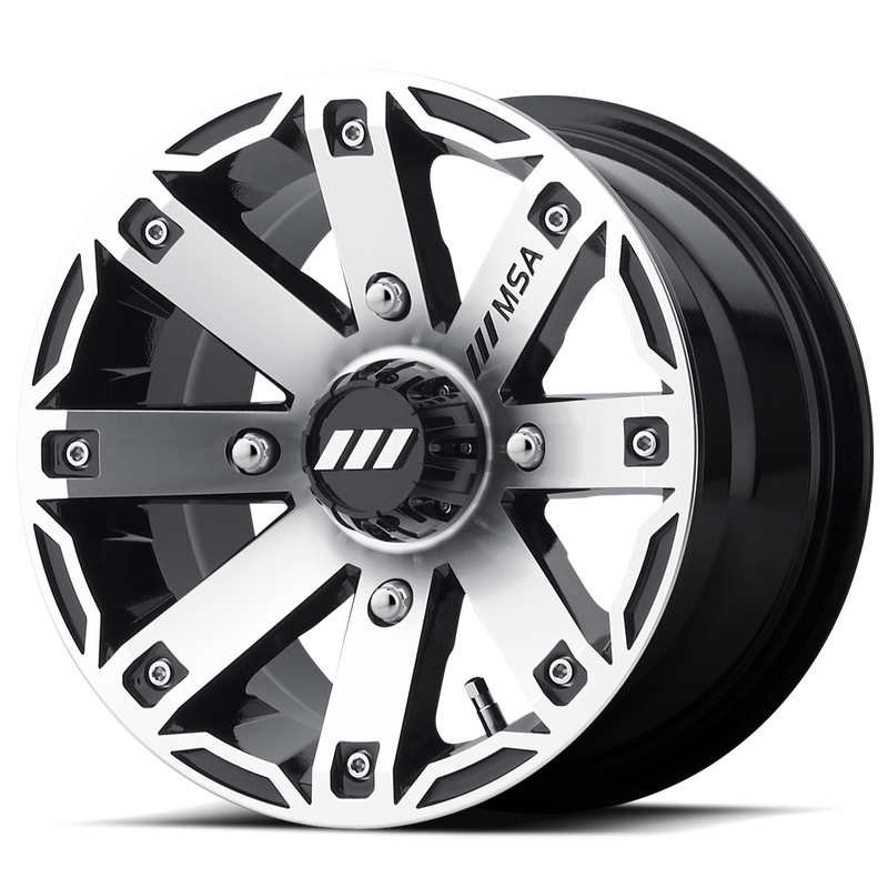 MSA Offroad Wheels - M27 RAGE - Black - Machined Gloss Black - 12" x 7", -47 Offset, 4x110 (Bolt pattern), 86mm HUB