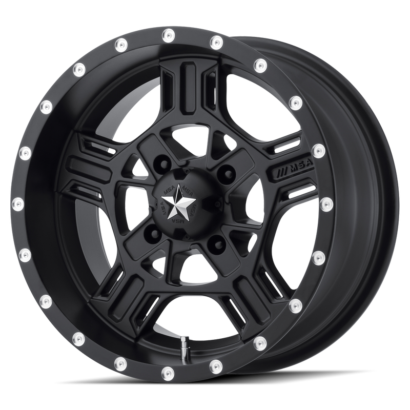 MSA Offroad Wheels - M32 AXE - Black - Satin Black - 15" x 7", 0 Offset, 4x137 (Bolt pattern), 112.1mm HUB